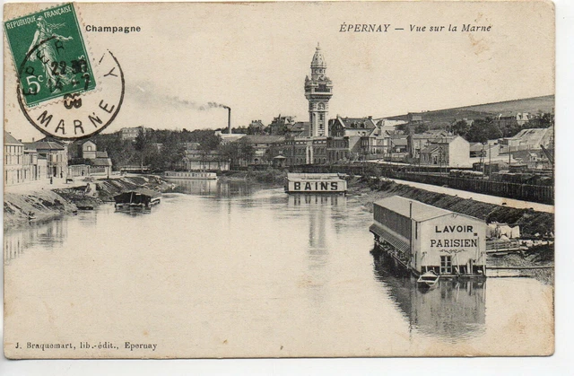 EPERNAY - Marne - CPA 51 - Péniches - bords de Marne  - lavoir Parisien