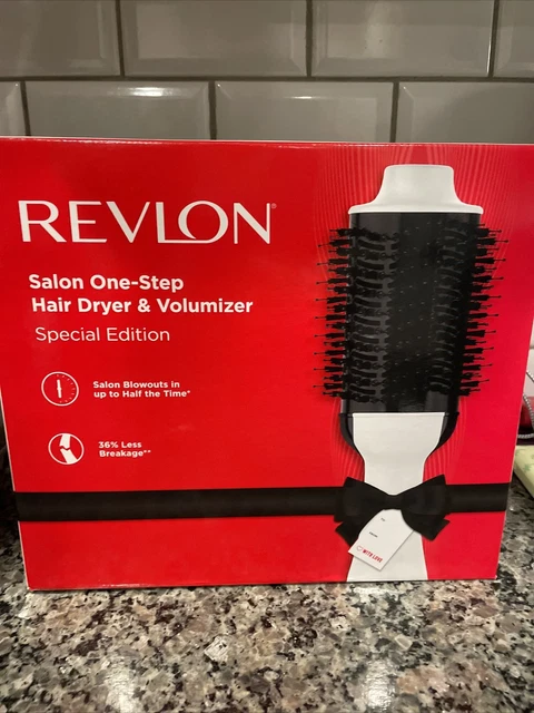 Nuevo Secador de Cabello Blanco Colección Revlon Aire Caliente Un Paso Cepillo Estilizador Volumizador