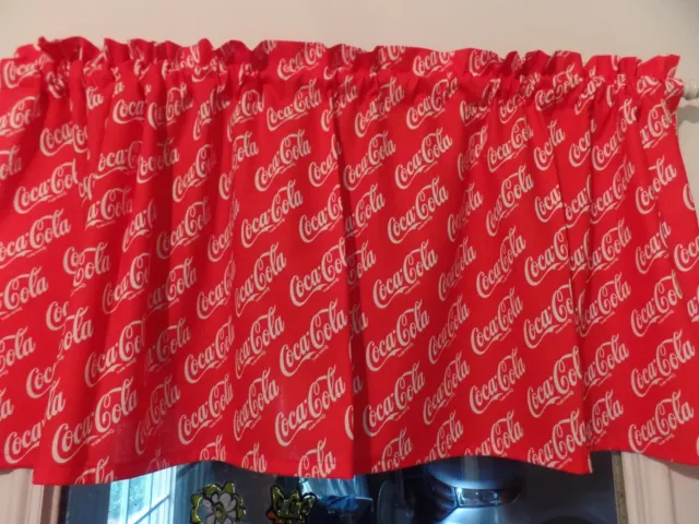 COCA COLA Collectors, Coke, Handmade Kitchen VALANCES, Red, White Words, 42 x 16