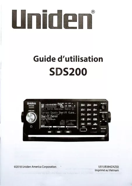 Spanish UNIDEN SDS200 SCANNER ORIGINAL INSTRUCTION MANUAL