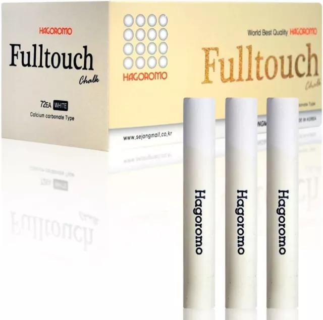 HAGOROMO Fulltouch Color Chalk 1 Box [72 Pcs / White] Non-Toxic, Eco-Friendly JP