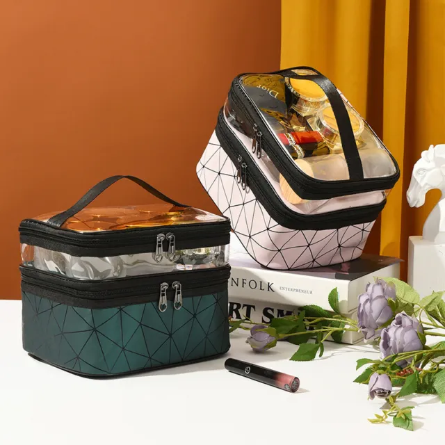 Double Portable Large Capacity Makeup Bag Travel Multifunctional Toiletry Bag