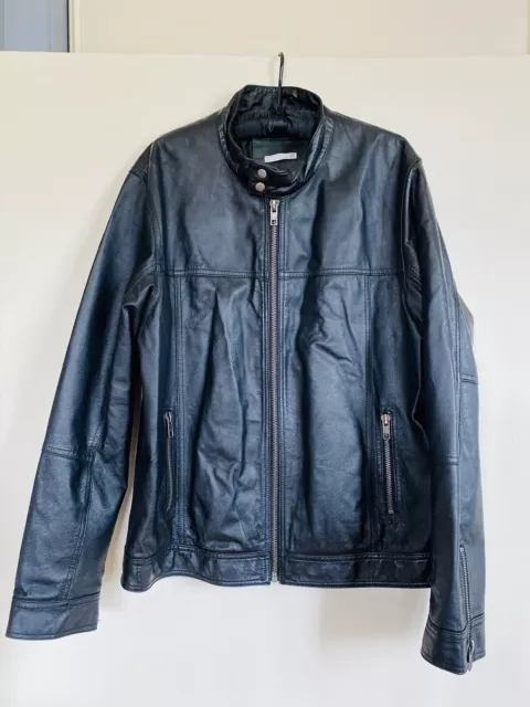 Vintage Target Pig Nappa Black Leather  Biker Jacket Sz XXL Zip-Up Lined Pockets
