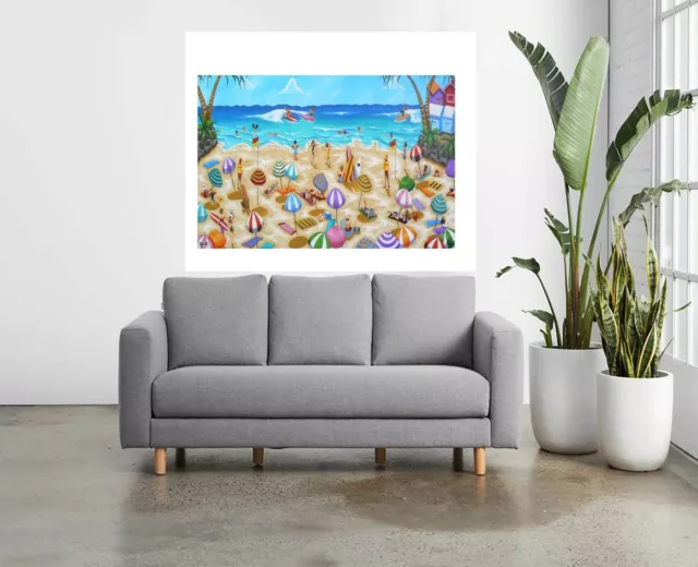 Large 36" Framed Art Beach wall décor painting print canvas Australia abstract