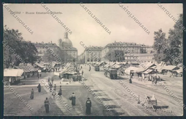 Turin Tram Market Postcard RB2864