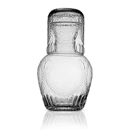 Juego de jarra de agua y vidrio de cabecera de colección jarra de vidrio de mesita de noche con taza para