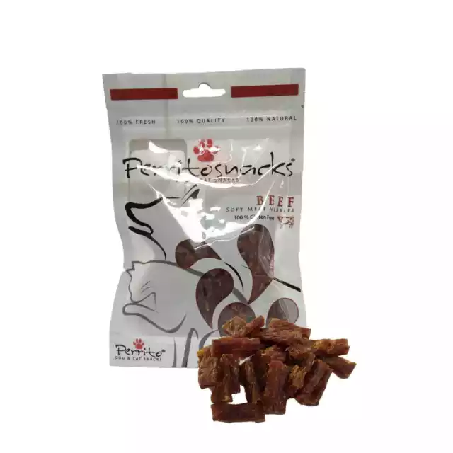 Perrito Beef Meat Nibble Natural Dog Cat Treat Healthy Snack Chew Gluten-Free