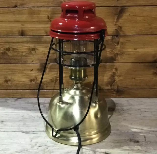 1950's Vintage Tilley Guardsman Electric Conversion Edison Lamp Red Hood