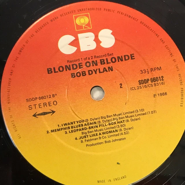 BOB DYLAN BLONDE On Blonde 1975 UK double vinyle LP Just Like A Woman i ...