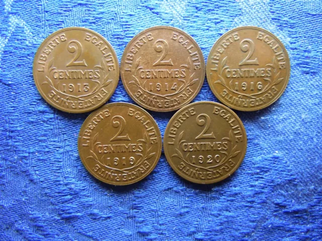 France 2 Centimes 1913, 1914, 1916, 1919, 1920, Km841