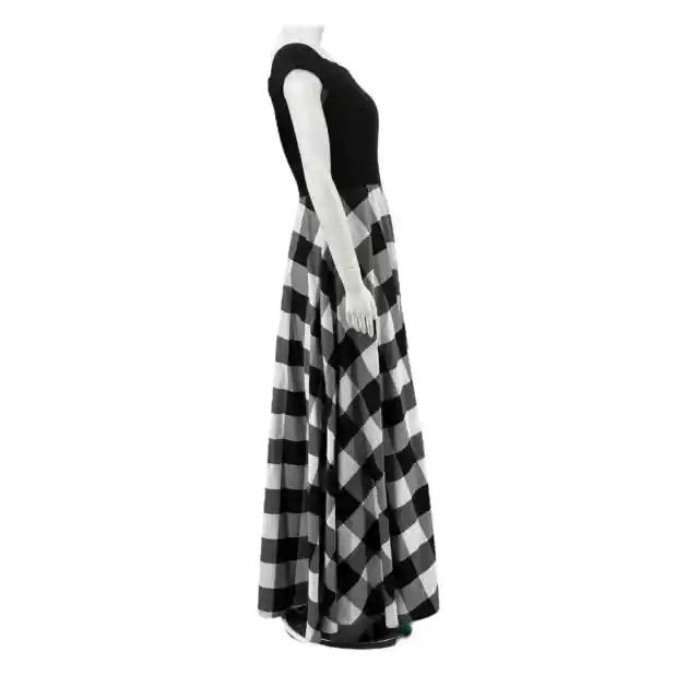 Eliza J Womens Off the Shoulder Maxi Dress Size 6 Black White Pockets Side Zip 3