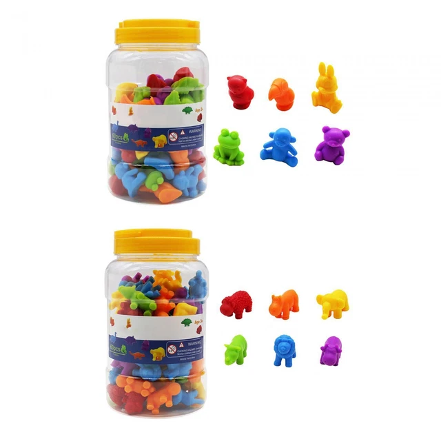 60 Pieces Counting Animals Toys Kids Animal Sorting Toy Interactive Learning