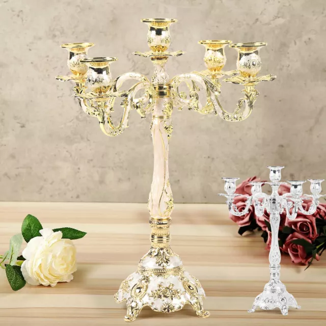 5 Golden White Candlestick Stable Candle Holder Retro Wedding Decor Candlestick