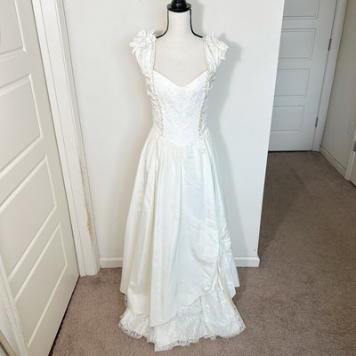 VTG Gunne Sax Jessica McClintock 80s Lace Sequin Prom Dress Ivory Sz 11/12