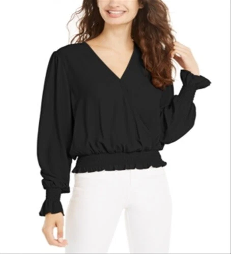 Ultra Flirt Junior's Smocked Top Black Size M