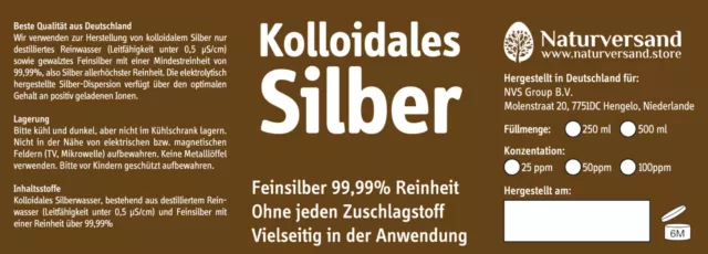 Kolloidales Silber 100ppm, 250ml in Glas-Spray-Flasche. Hochreines Silberwasser! 2