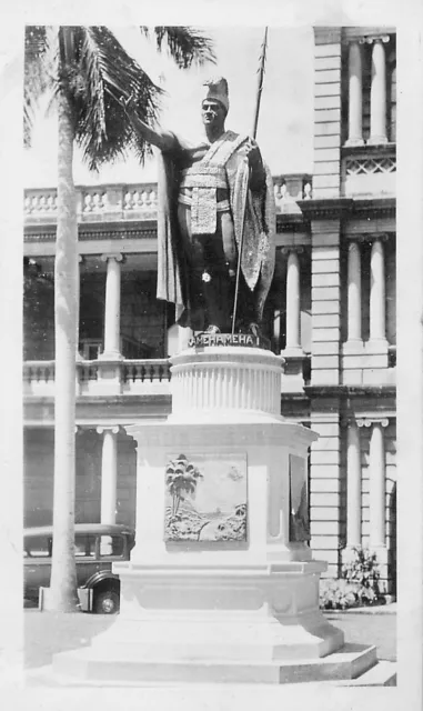 1940s Hawaii Statue of Kamehameha I Architecture Vintage Photo