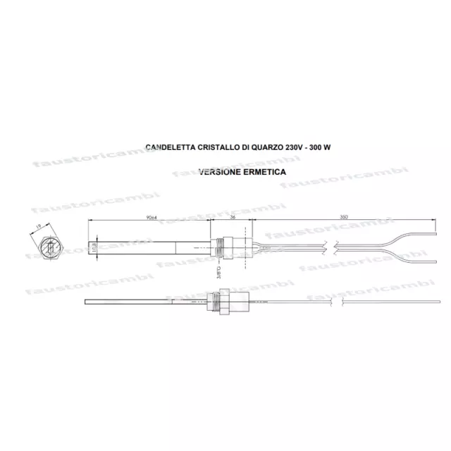 Resistenza Candeletta Al Quarzo Ps13 230V 3/8 125 Mm 300W Par Stufa A Pellet 2