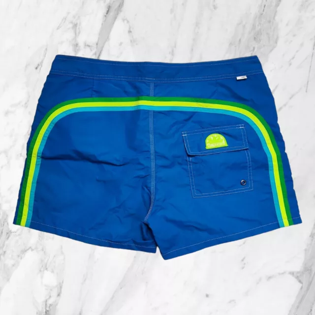 SUNDEK Costume Uomo Blu Giallo Verde Fluo Retina Slip Boxer Taglia 34 / 48 ITA