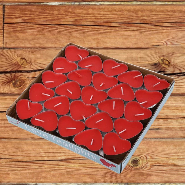 50Pc Love Heart Shaped Tealight Candles Smokeless Small Candle for Valentine' ql