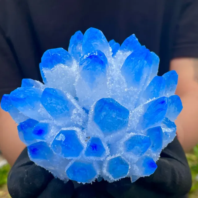 2.13LB New Find sky blue Phantom Quartz Crystal Cluster Mineral Specimen Healing 7