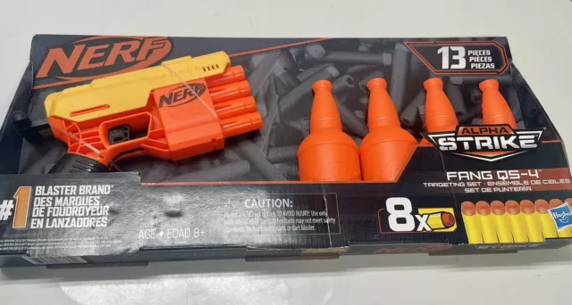 Nerf Gun Kids Alpha Strike Fang Q5-4 With Targeting Set Great Condition NEW 2