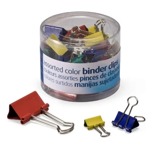 OIC Binder Clips, Assorted Colors and Sizes, 30 Clips per Tub (31026)