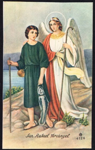 santino antico de San Rafael Arcangel estampa  image pieuse holy card