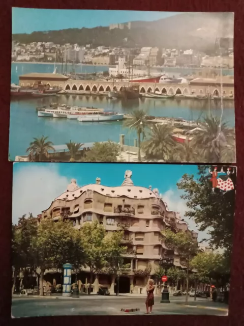 Lot de 2 cartes postales Espagne, timbres non oblitéré