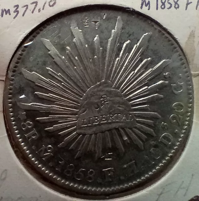Mexico 8 Reales 1858 MO Fm