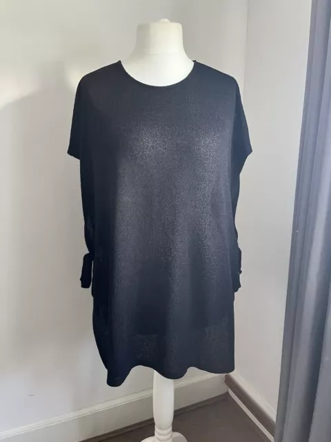 Top H&M nero lavorato a maglia tabard taglia XL 18/20 indossato una volta