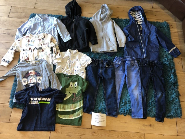 Pacchetto vestiti ragazzi età 3-4 anni Next TU impermeabile jeans top felpa con cappuccio top