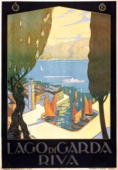 TV02 Vintage 1920's Italian Italy Riva Lake Garda Travel Poster A1 A2 A3