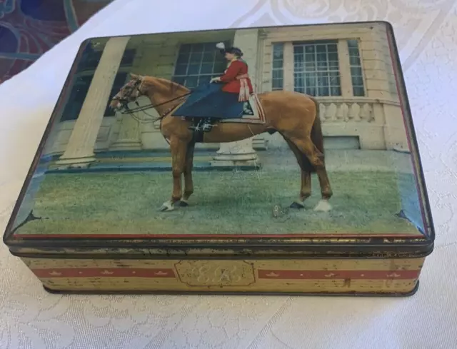 VITG 1953 SHARP's TOFFEES CORONATION SOUVENIR TIN QUEEN ELIZABETH II HORSEBACK