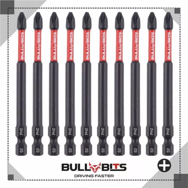 PH2 90mm Long Magnetic Impact Duty Screwdriver Drill Driver Bits Philips No. 2