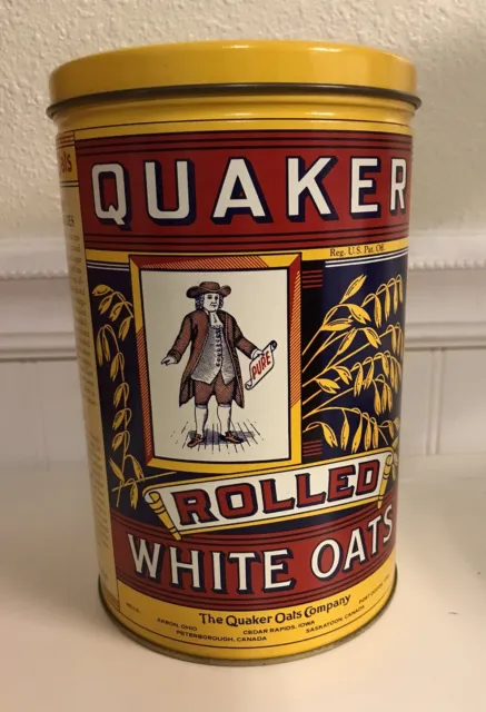 Vintage 1984 Quaker Oats Tin Canister w/Lid Limited Edition. Great Condition