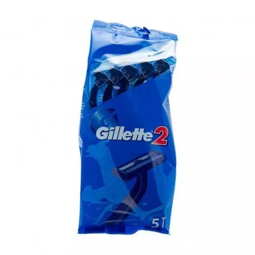 GILLETTE 2 DISPOSABLE RAZORS Twin Blade Blue - Pack of 5's - MULTILISTING - NEW