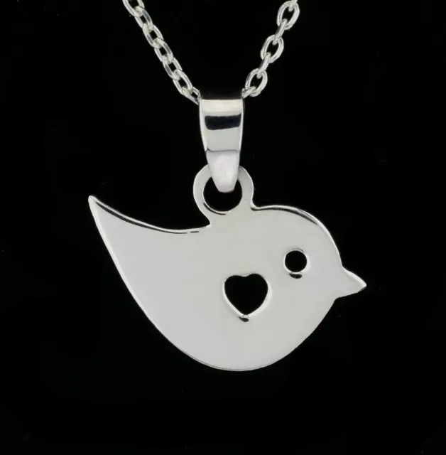 Solid 925 Sterling Silver Bird Pendant Necklace Cute Animal