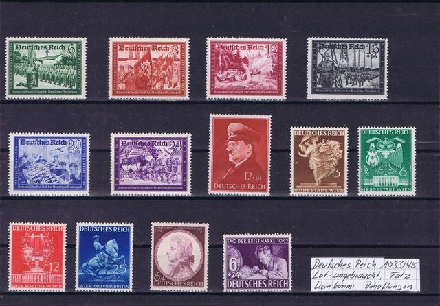 DR 1933/45 Lot ungebr., Falz, k.Gummi, Anhaftungen