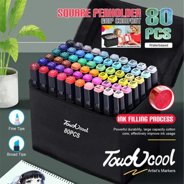 OHUHU PENNARELLI PUNTA spazzola, 60 colori pennarelli artistici a doppia  punta a base acqua per 59 EUR 40,27 - PicClick IT