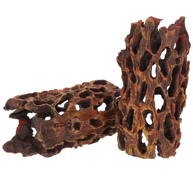 2pcs Arbre Grottes Aquarium Repaire de La Grotte Bois flotté Poissons Cachette
