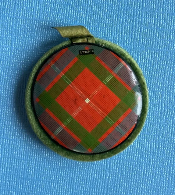 Antique Frazer Tartan Ware Pin Cushion Needlework * Scottish * Circa 1850-1890