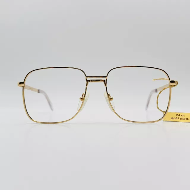 MARTIN creation Lunettes Hommes Carré Or Vintage 80er 24kt Or Plaqué NOS