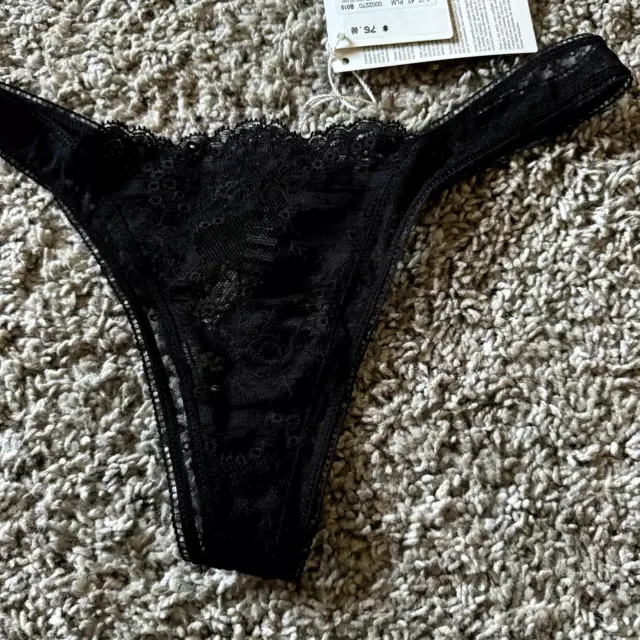 Black Lace La Perla Sheer Thong Medium NWT 2