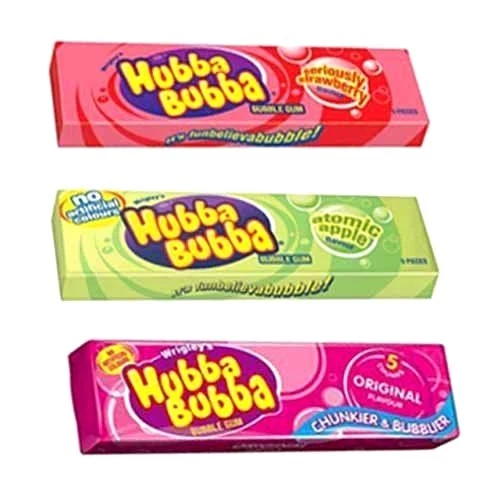 HUBBA BUBBA CHEWING Gum Packs Flavours Qty OR 10 Bubble Gum