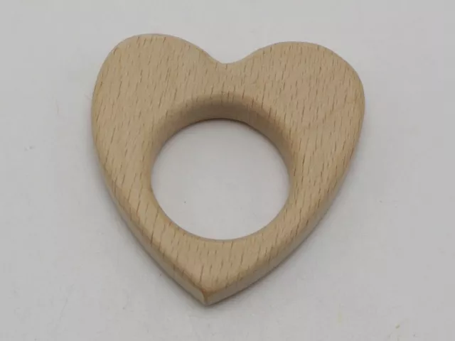 Wooden Animal Teether Teething Ring Natural Untreated Beech Wood Baby Rattle 2