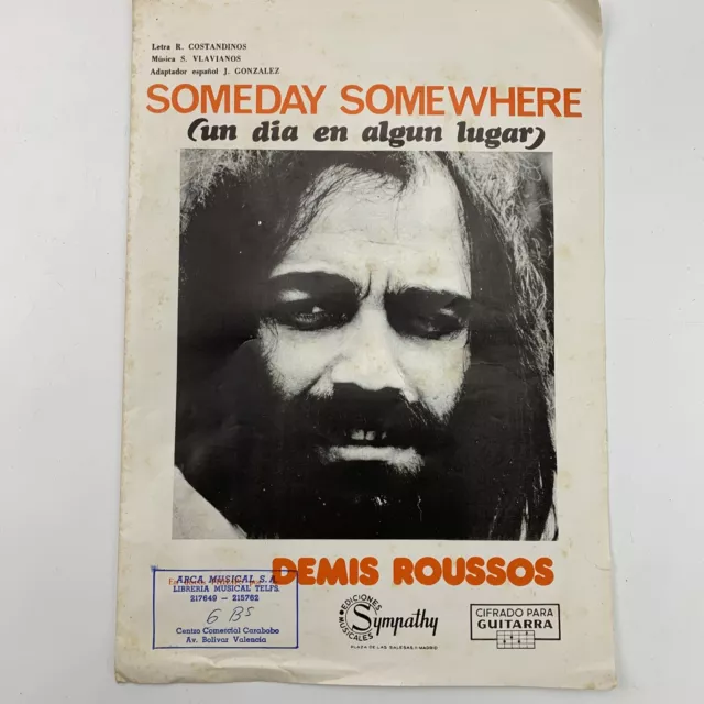 Demis Roussos Someday Somewhere Guitare Tab Feuille Musique