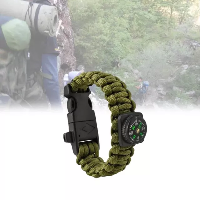 Pulsera Paracord 5 IN 1 Brújula Cuchillo Piedra Fuego Silbato Cuerda Mochila