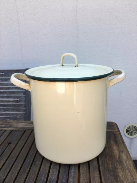 Grande Marmitte Cocotte Cuitout en tôle émaillée Jaune Déco Cuisine Jardin