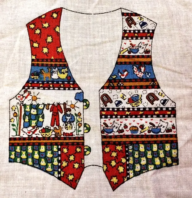 Vintage Cranston Fabric Panel Woman's Work Vest Farm Housework Chores Sewing